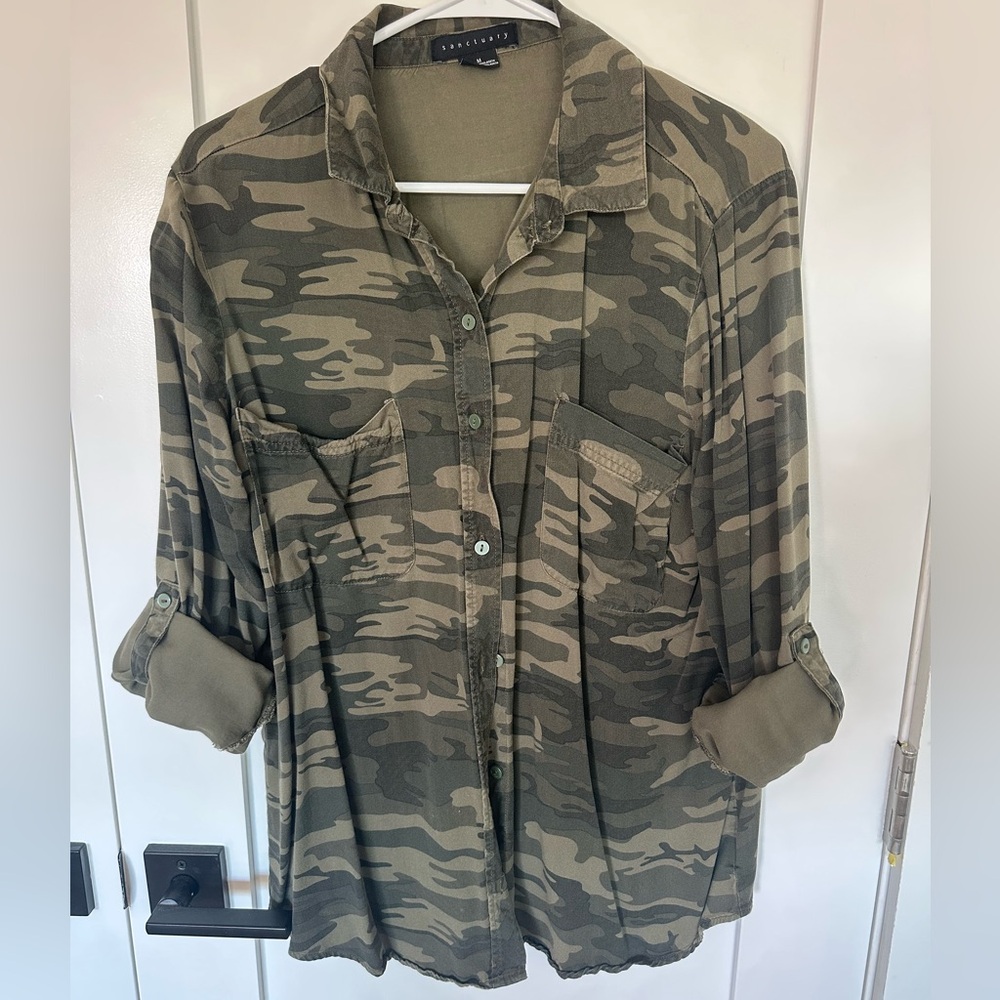 Sanctuary Olive Camouflage Shirt